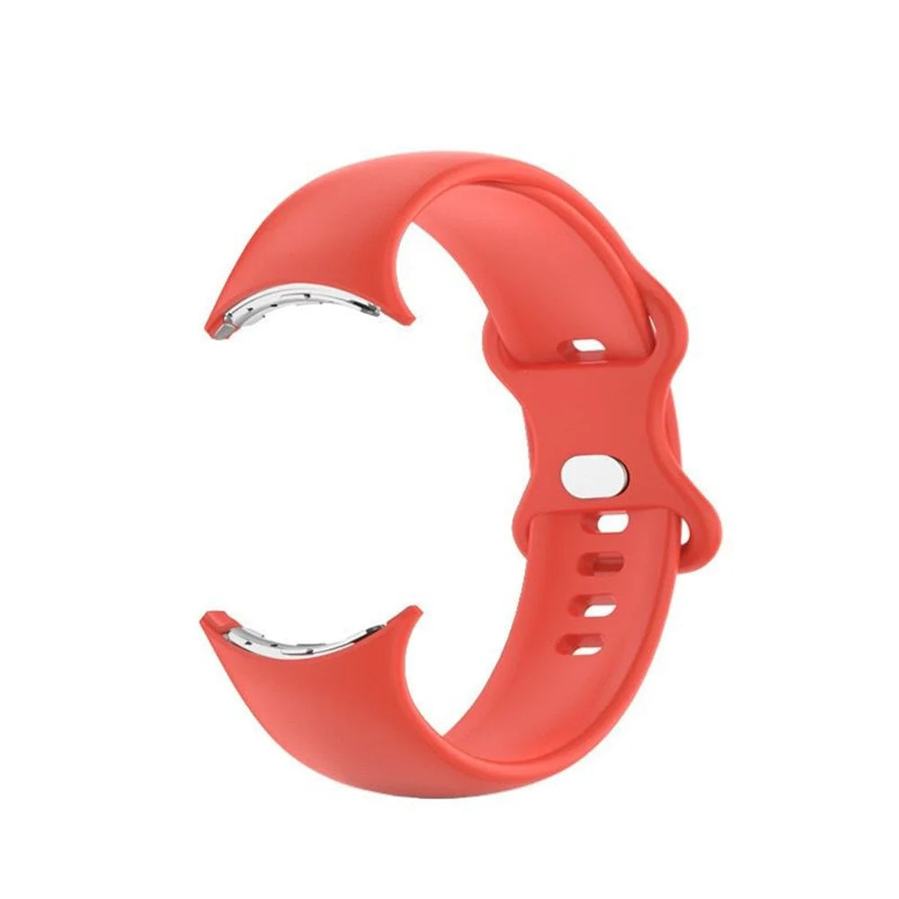 For Google Pixel Watch 4 41mm / Watch 3 41mm / Watch 2 / Watch Men Silicone Watch Band Solid Color Adjustable Replacement Wrist Strap, Size L - Red - 3