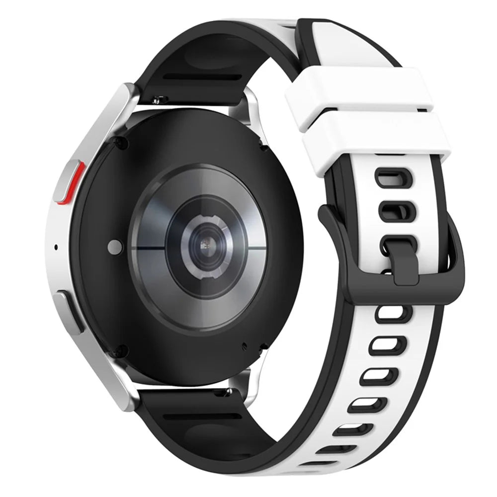 For Samsung Galaxy Watch6 40mm 44mm / Watch6 Classic 43mm 47mm / Watch 5 40mm 44mm / 5 Pro 45mm / Watch4 40mm 44mm Silicone Watch Band Dual-Color Quick Release Strap - White  /  Black - 1