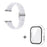 For Apple Watch Series 6 / 5 / 4 / SE / SE (2022) 44mm 3 Beads Resin Watch Band Stainless Steel Folding Clasp Strap with Transparent Watch Case - White - 2