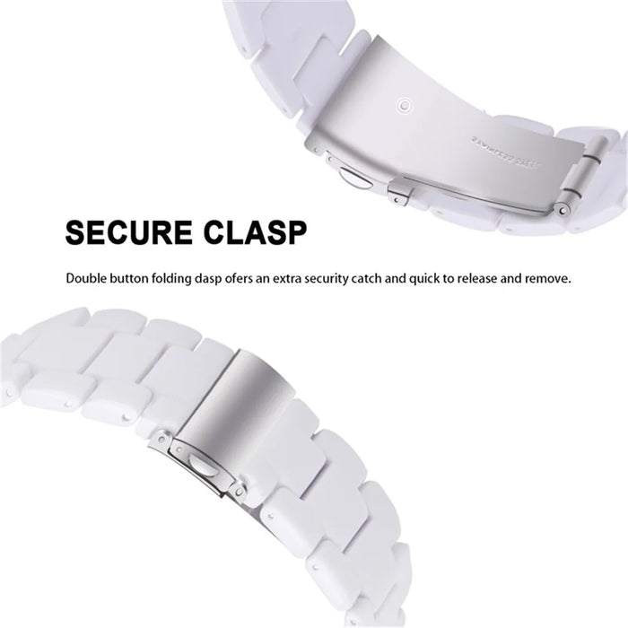 For Apple Watch Series 6 / 5 / 4 / SE / SE (2022) 44mm 3 Beads Resin Watch Band Stainless Steel Folding Clasp Strap with Transparent Watch Case - White - 3