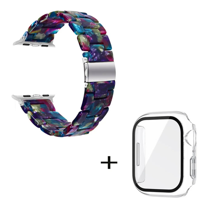 For Apple Watch Series 3 / 2 / 1 42mm Smart Watch Strap 3 Beads Resin Replacement Wrist Band with Transparent Watch Case - Purple Green Mix - 2