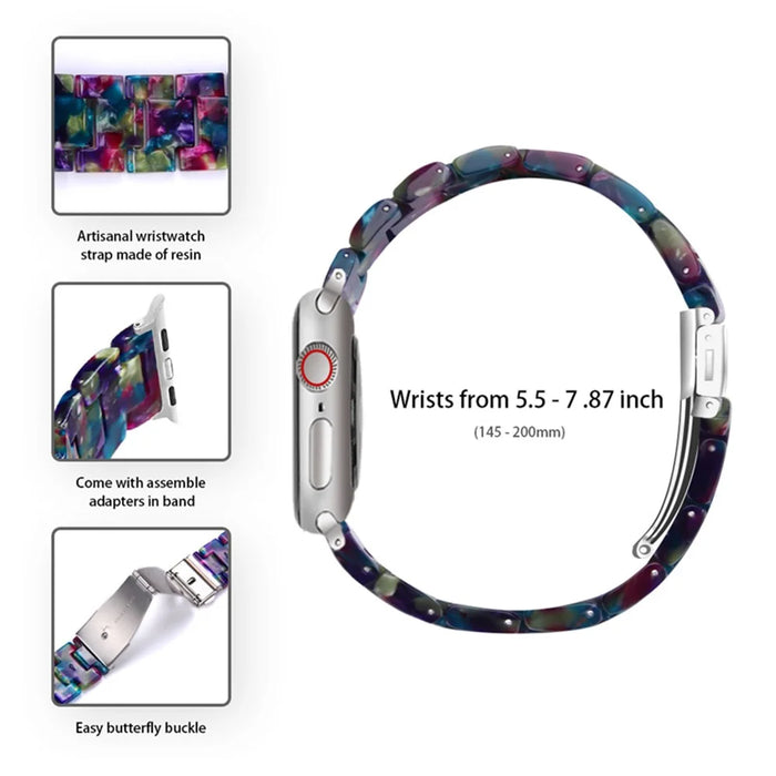 For Apple Watch Series 3 / 2 / 1 42mm Smart Watch Strap 3 Beads Resin Replacement Wrist Band with Transparent Watch Case - Purple Green Mix - 4
