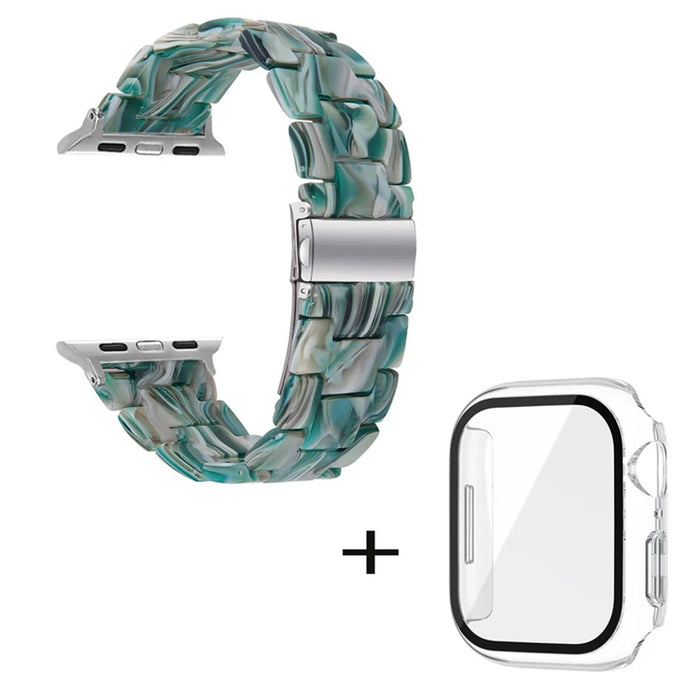 For Apple Watch Series 6 / 5 / 4 / SE / SE (2022) 40mm Watch Band 3 Beads Resin Replacement Wrist Strap with Transparent Watch Case - Dazzle Green - 2