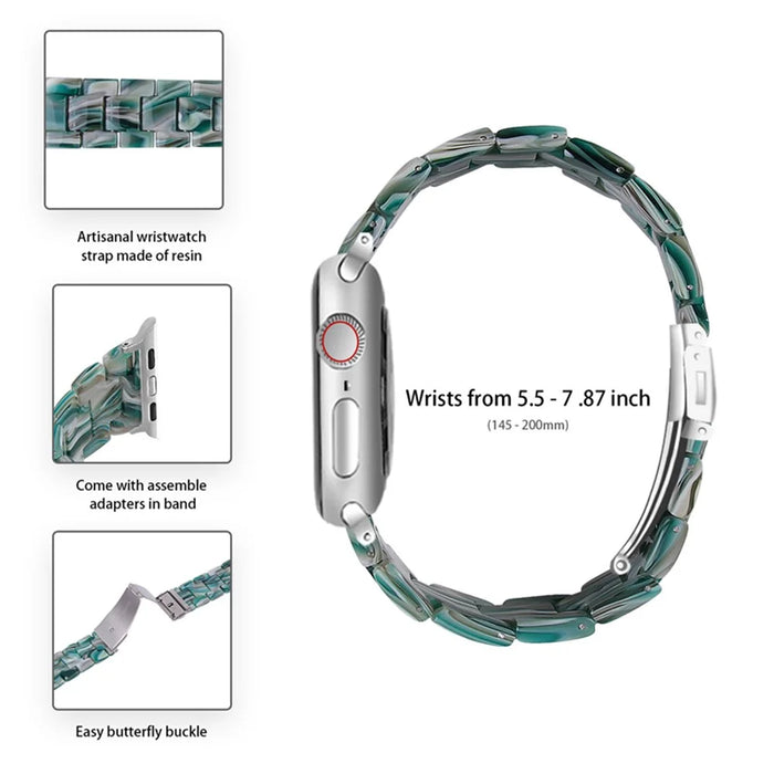 For Apple Watch Series 6 / 5 / 4 / SE / SE (2022) 40mm Watch Band 3 Beads Resin Replacement Wrist Strap with Transparent Watch Case - Dazzle Green - 4