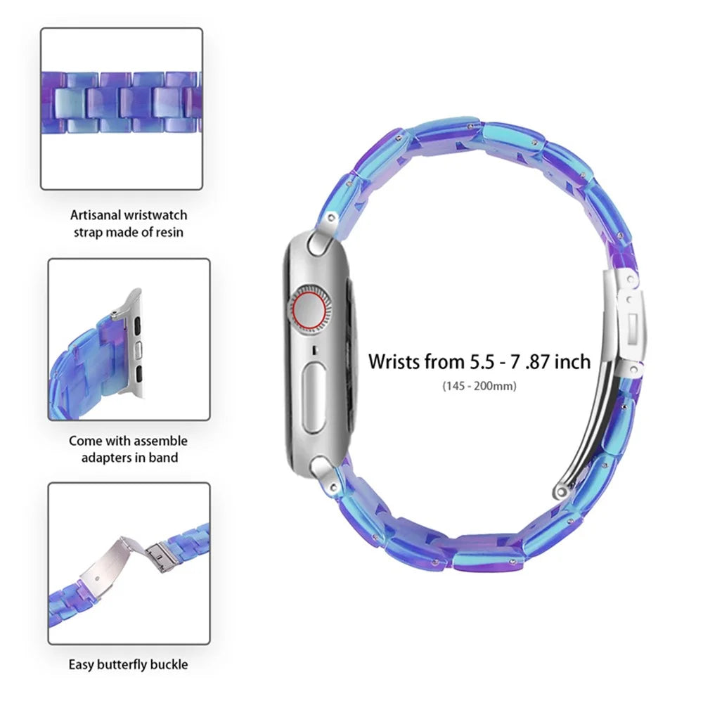 For Apple Watch Series 6 / 5 / 4 / SE / SE (2022) 40mm 3 Beads Resin Watch Band Strap Replacement with Transparent Watch Case - Blue Purple Mix - 4