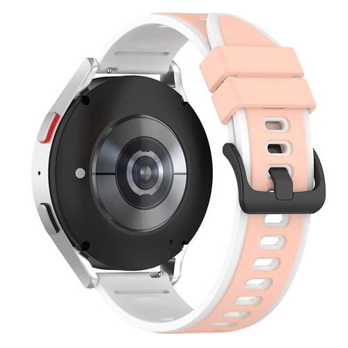 For Samsung Galaxy Watch3 45mm R840 / Galaxy Watch 46mm  / Garmin Vivoactive 4 Silicone Watch Band 22mm Dual Color Adjustable Wrist Strap - Pink / White - 1