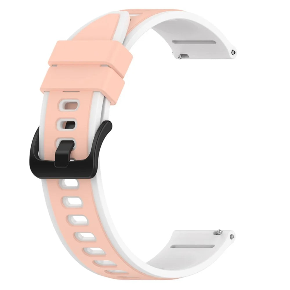 For Samsung Galaxy Watch3 45mm R840 / Galaxy Watch 46mm  / Garmin Vivoactive 4 Silicone Watch Band 22mm Dual Color Adjustable Wrist Strap - Pink / White - 2