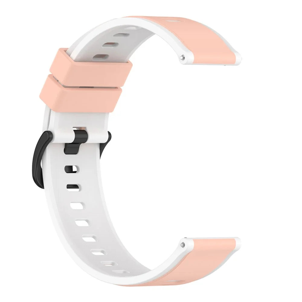 For Samsung Galaxy Watch3 45mm R840 / Galaxy Watch 46mm  / Garmin Vivoactive 4 Silicone Watch Band 22mm Dual Color Adjustable Wrist Strap - Pink / White - 3