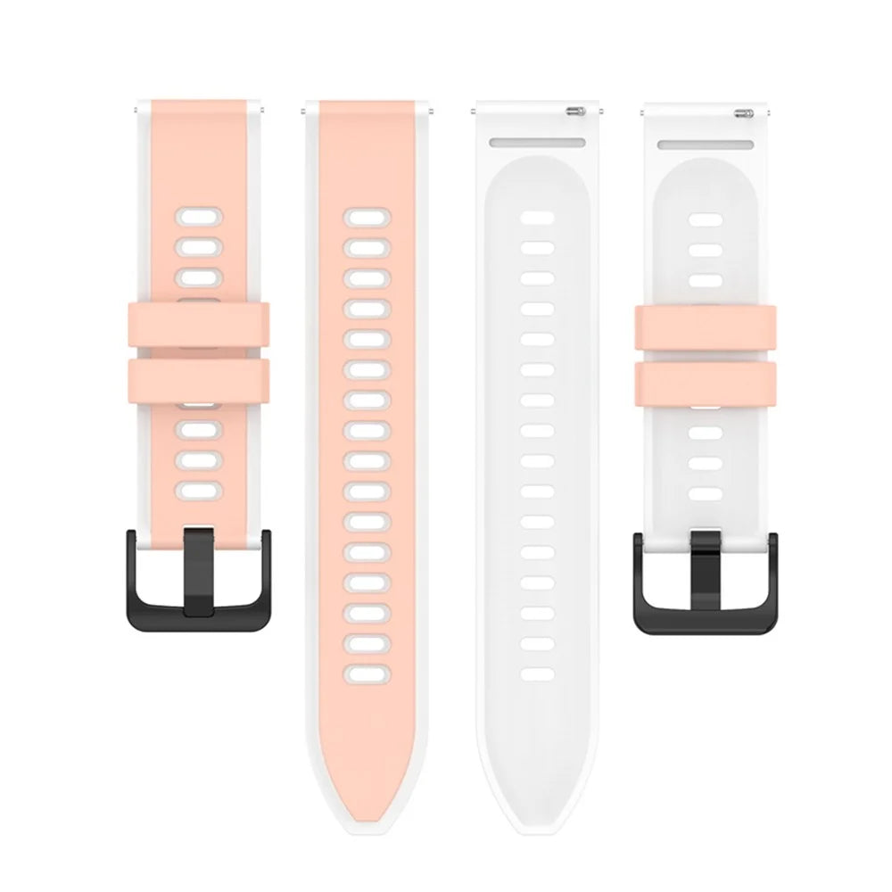 For Samsung Galaxy Watch3 45mm R840 / Galaxy Watch 46mm  / Garmin Vivoactive 4 Silicone Watch Band 22mm Dual Color Adjustable Wrist Strap - Pink / White - 5