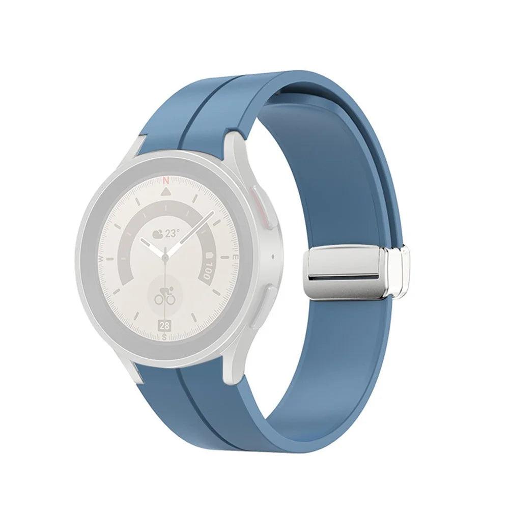For Samsung Galaxy Watch7 / Watch FE / Watch6 / Watch 5 / Watch4 40mm 44mm Silicone Watch Strap Wrist Band with Silver Buckle - Blue - 1