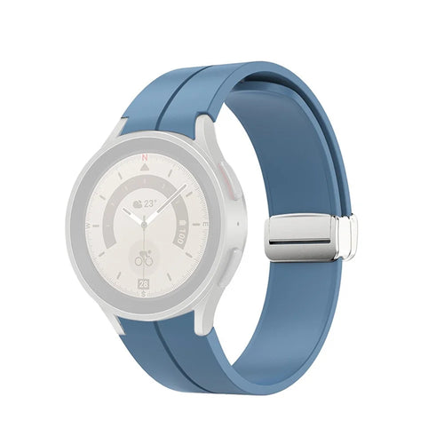 For Samsung Galaxy Watch7 / Watch FE / Watch6 / Watch 5 / Watch4 40mm 44mm Silicone Watch Strap Wrist Band with Silver Buckle - Blue - 1