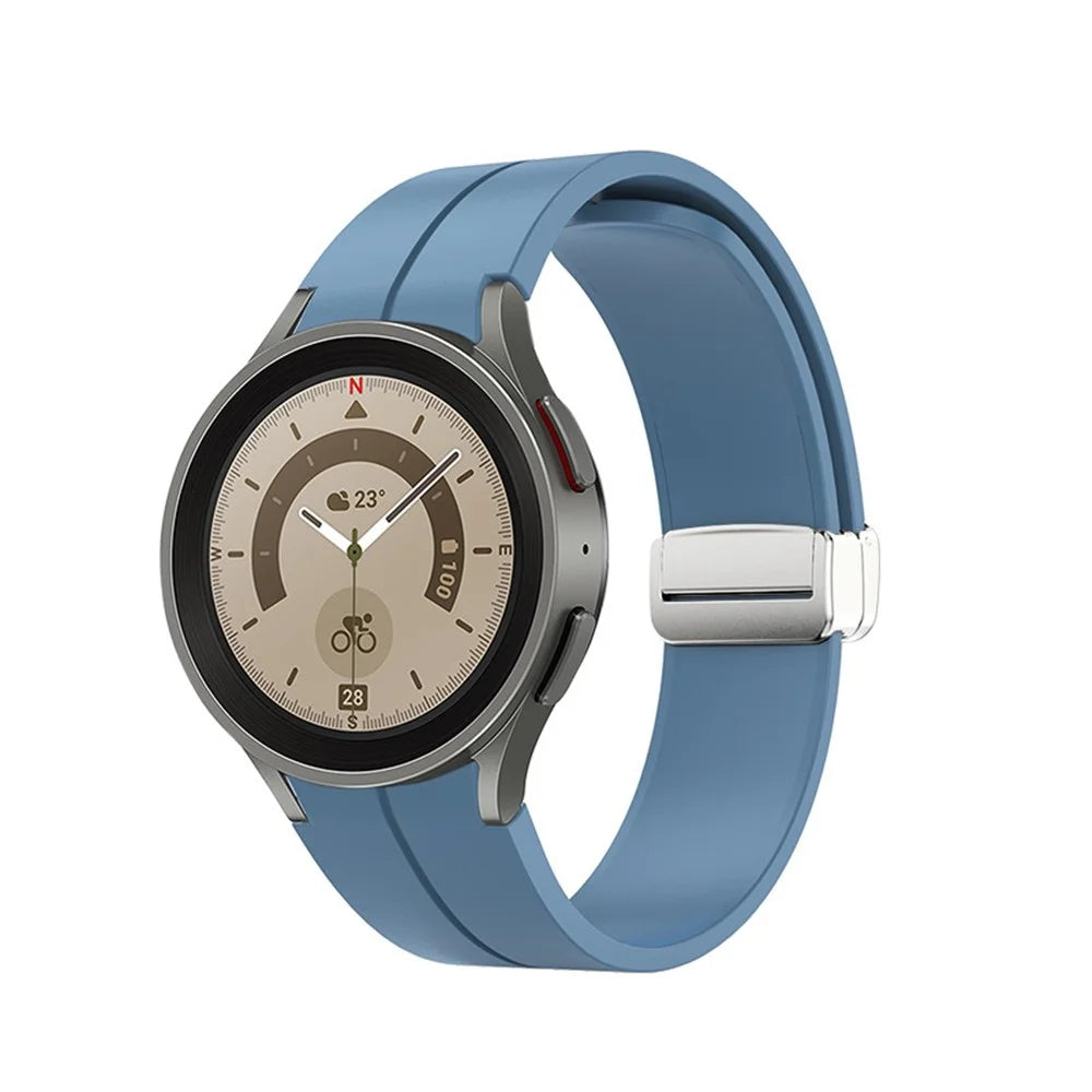 For Samsung Galaxy Watch7 / Watch FE / Watch6 / Watch 5 / Watch4 40mm 44mm Silicone Watch Strap Wrist Band with Silver Buckle - Blue - 2