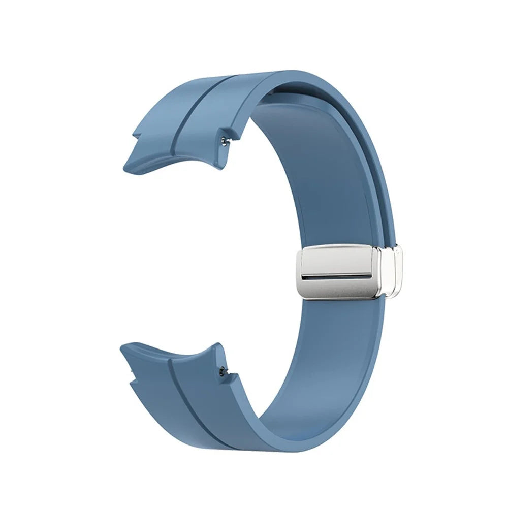 For Samsung Galaxy Watch7 / Watch FE / Watch6 / Watch 5 / Watch4 40mm 44mm Silicone Watch Strap Wrist Band with Silver Buckle - Blue - 3