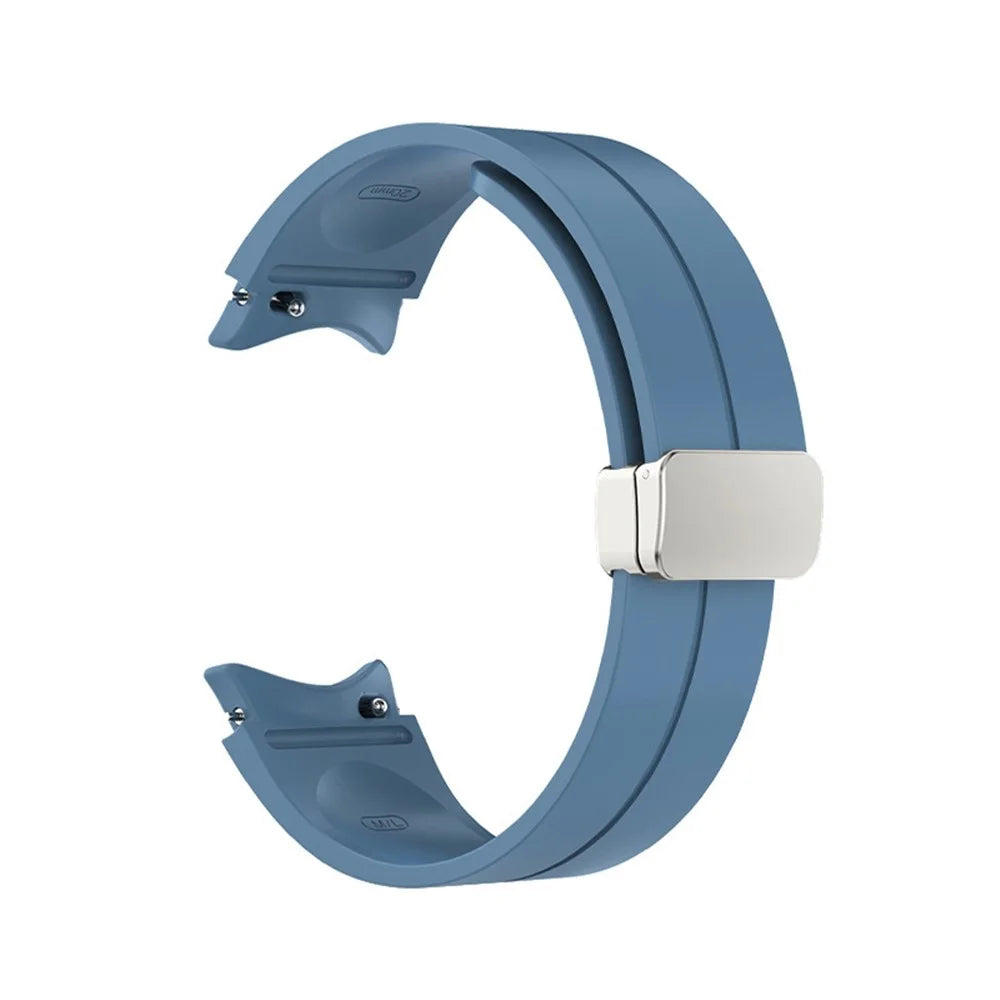 For Samsung Galaxy Watch7 / Watch FE / Watch6 / Watch 5 / Watch4 40mm 44mm Silicone Watch Strap Wrist Band with Silver Buckle - Blue - 4