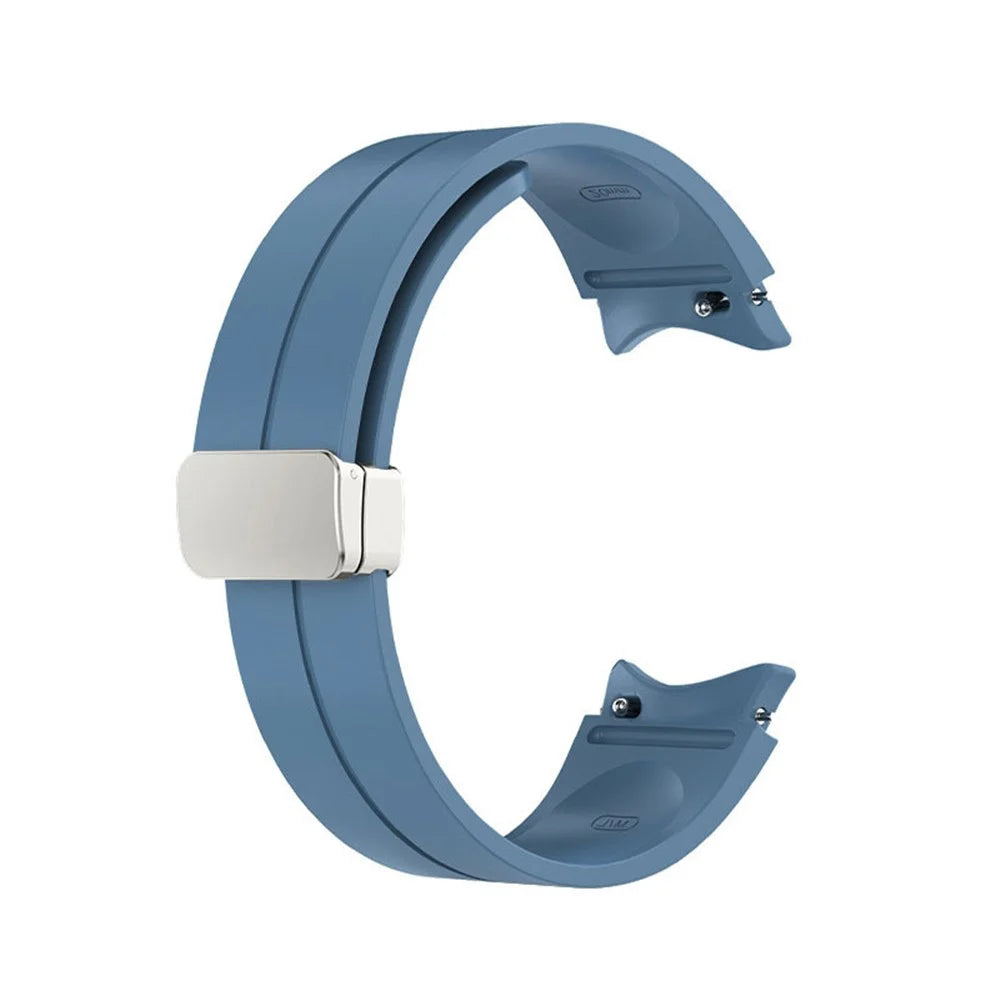 For Samsung Galaxy Watch7 / Watch FE / Watch6 / Watch 5 / Watch4 40mm 44mm Silicone Watch Strap Wrist Band with Silver Buckle - Blue - 5