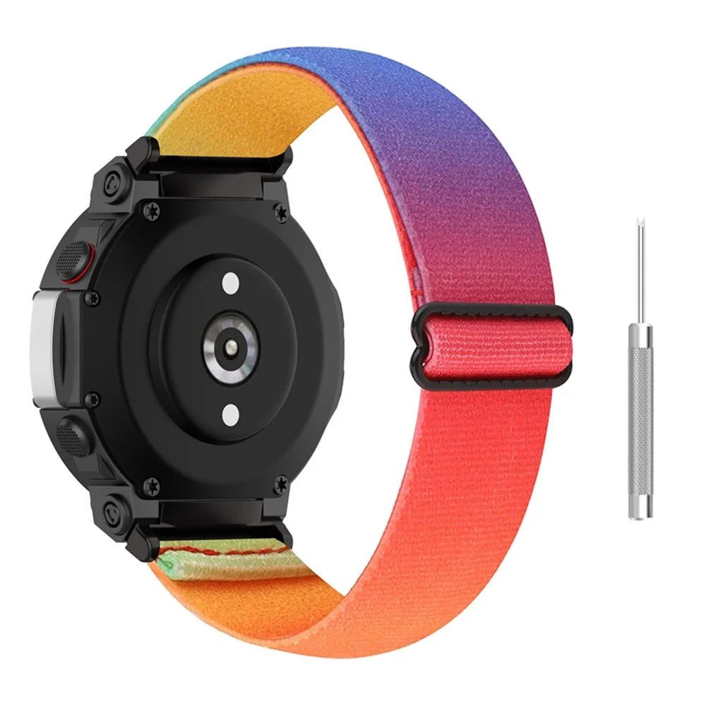 For Huami Amazfit T-Rex 2 Men Breathable Watch Strap Ethnic Style Adjustable Braided Nylon Wrist Band - Rainbow Color - 1