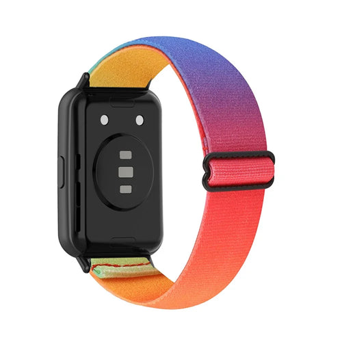For Huawei Watch Fit 2 Smart Watch Band Replacement Ethnic Style Breathable Braided Nylon Wrist Strap - Rainbow Color - 1
