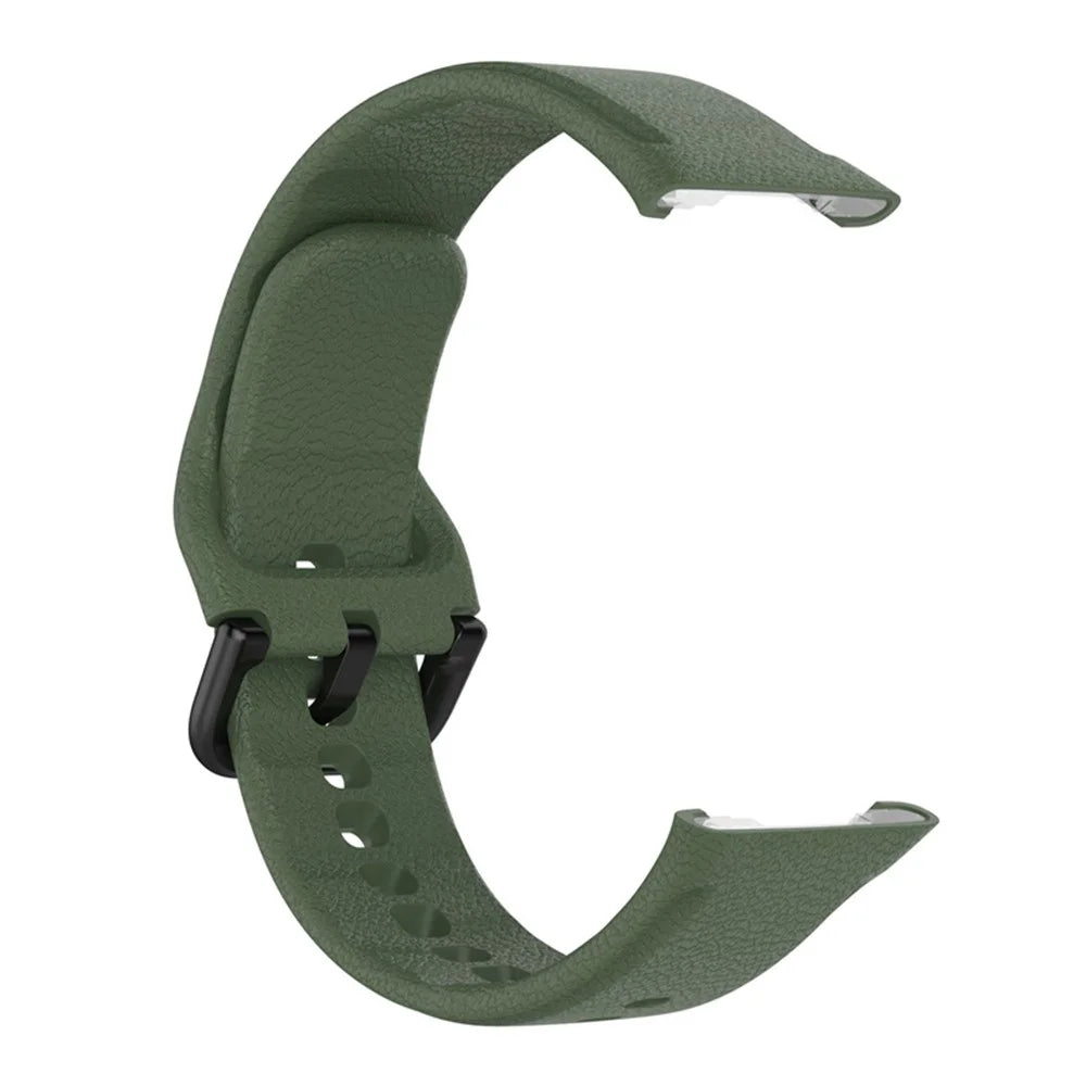 For Oppo Watch Free Textured Silicone Watch Band Replacement Wrist Strap with Black Buckle - Dark Green - 3