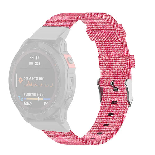For Garmin Fenix 7S / 6S / 5S / Instinct 2S Breathable Canvas Watch Strap Smart Watch Band with Tool - Pink - 1