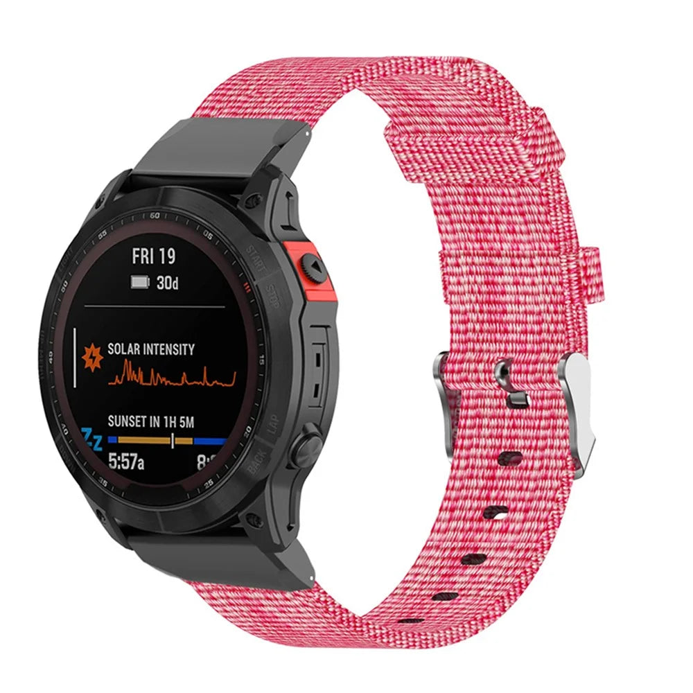 For Garmin Fenix 7S / 6S / 5S / Instinct 2S Breathable Canvas Watch Strap Smart Watch Band with Tool - Pink - 2