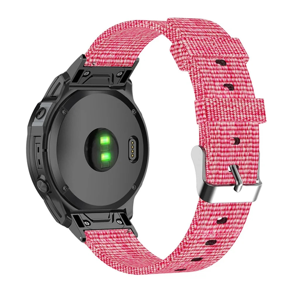 For Garmin Fenix 7S / 6S / 5S / Instinct 2S Breathable Canvas Watch Strap Smart Watch Band with Tool - Pink - 3