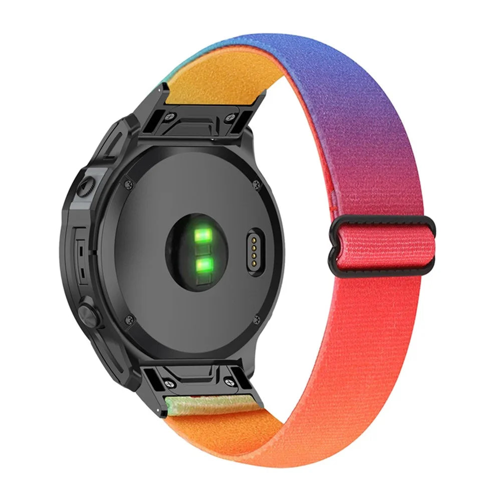 For Garmin Fenix 7X / Fenix 3 / Descent MK1 Elastic Nylon Watch Strap Smart Watch Band with Tool - Rainbow - 1