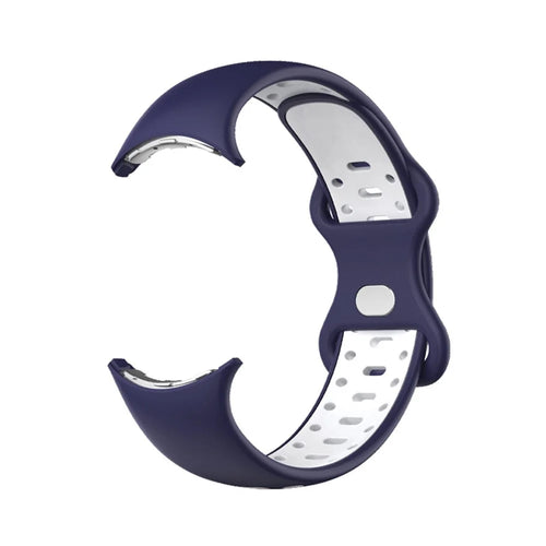 For Google Pixel Watch 4 41mm / Watch 3 41mm / Watch 2 / Watch Women Watch Band Dual Color Adjustable Silicone Wrist Strap Replacement, Size S - Midnight Blue / White - 1