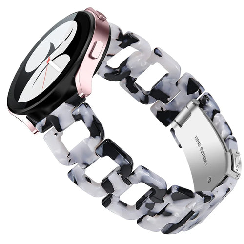 For Samsung Galaxy Watch4 Active 40mm / 44mm  /  Watch4 Classic 42mm / 46mm  /  Watch 5 40mm / 44mm Resin Watchband Stainless Steel Buckle D Shape Strap - Black White Mix - 1