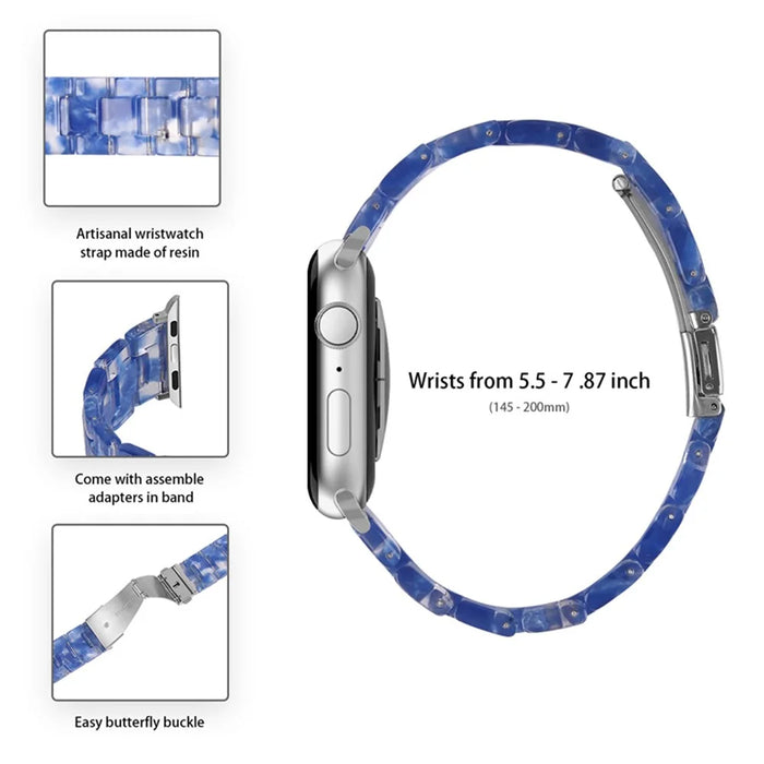 For Apple Watch Series 3 / 2 / 1 42mm Watch Strap Replacement 3 Beads Resin Wrist Band with Transparent Watch Case - Transparent Dark Blue - 2