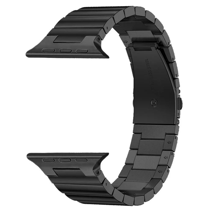 For Apple Watch Ultra 3 2 1 49mm / Series 11 10 46mm / 9 8 7 45mm / SE3 SE2 SE 6 5 4 44mm / 3 2 1 42mm 1-Bead Stainless Steel Watch Band Butterfly Buckle Wrist Strap - Black - 1