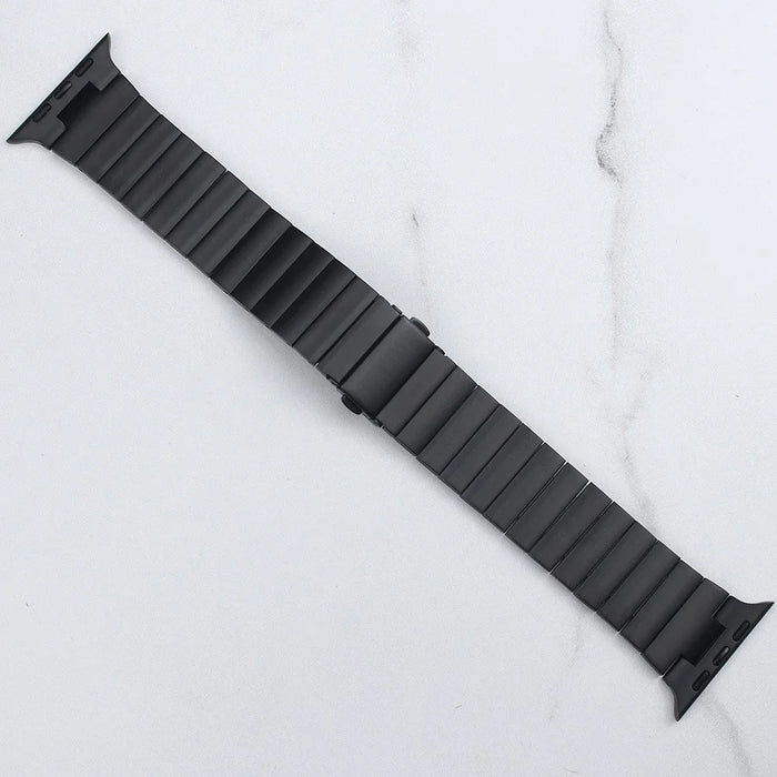 For Apple Watch Ultra 3 2 1 49mm / Series 11 10 46mm / 9 8 7 45mm / SE3 SE2 SE 6 5 4 44mm / 3 2 1 42mm 1-Bead Stainless Steel Watch Band Butterfly Buckle Wrist Strap - Black - 3
