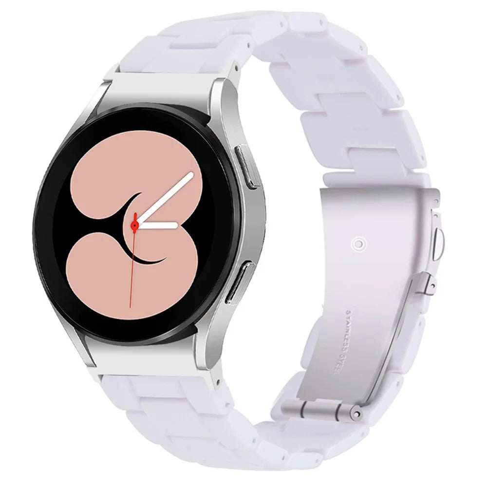 For Samsung Galaxy Watch 5 40mm / 44mm / Watch 5 Pro 45mm Resin Watch Band Stainless Steel Buckle Strap Bracelet - White - 7
