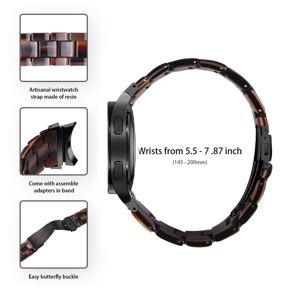 For Samsung Galaxy Watch 5 40mm / 44mm / Watch 5 Pro 45mm Resin Strap Replacement Wristband with Stainless Steel Buckle - Chocolate - 3