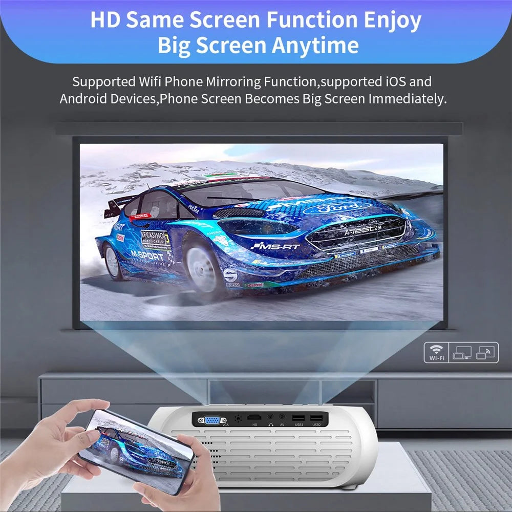 T9 HD 1080P Projector Portable Home Theater Projector Multi-Layer Coated Lens Projector for Office, School (Standard Version) - US Plug - 2