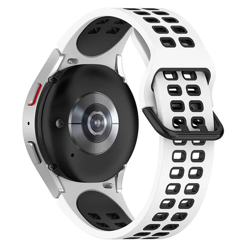 For Samsung Galaxy Watch3 41mm / Watch6 40mm 44mm / Watch6 Classic 43mm 47mm / Watch 5 40mm 44mm / 5 Pro 45mm / Watch4 40mm 44mm Silicone Watch Band Dual Color Strap - White / Black - 1
