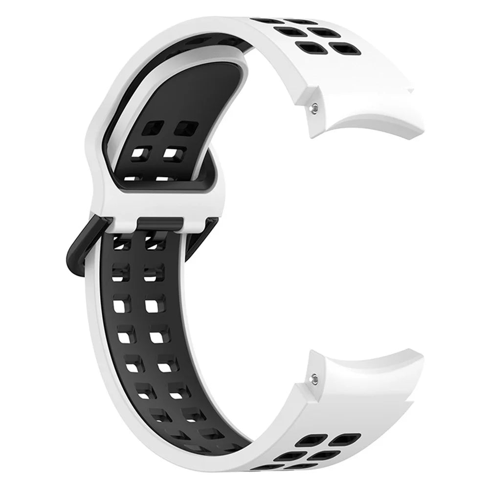 For Samsung Galaxy Watch3 41mm / Watch6 40mm 44mm / Watch6 Classic 43mm 47mm / Watch 5 40mm 44mm / 5 Pro 45mm / Watch4 40mm 44mm Silicone Watch Band Dual Color Strap - White / Black - 3