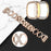 For Fitbit Versa 3 / Sense Stylish X-Shape Design Stainless Steel Smartwatch Strap + Two Row Rhinestones Rose Gold Protective Case - Gold - 3