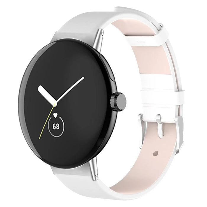 For Google Pixel Watch 4 41mm / Watch 3 41mm / Watch 2 / Watch PU Leather Replacement Watch Band Adjustable Wrist Strap Bracelet - White - 3