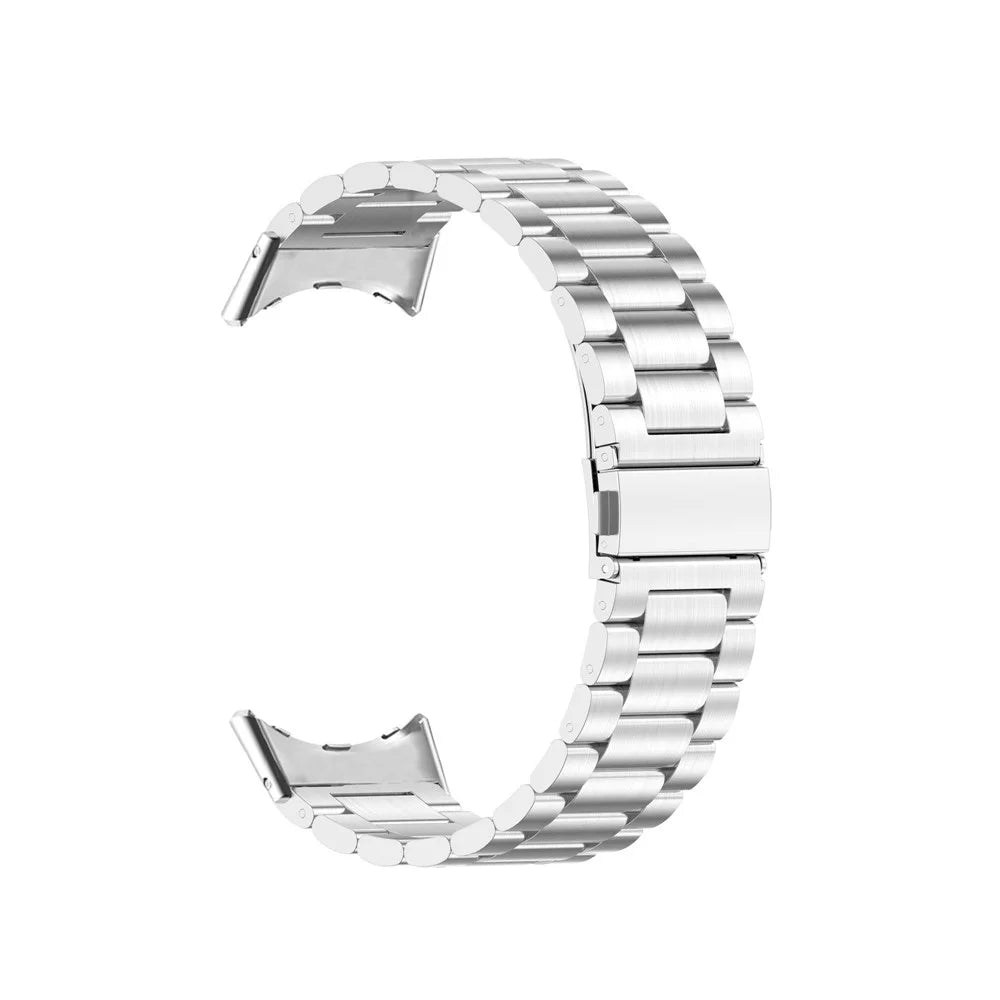 For Google Pixel Watch 4 41mm / Watch 3 41mm / Watch 2 / Watch Stainless Steel Wristband Metal Buckle Clasp 3 Beads Watch Strap Bracelet -  Silver - 1