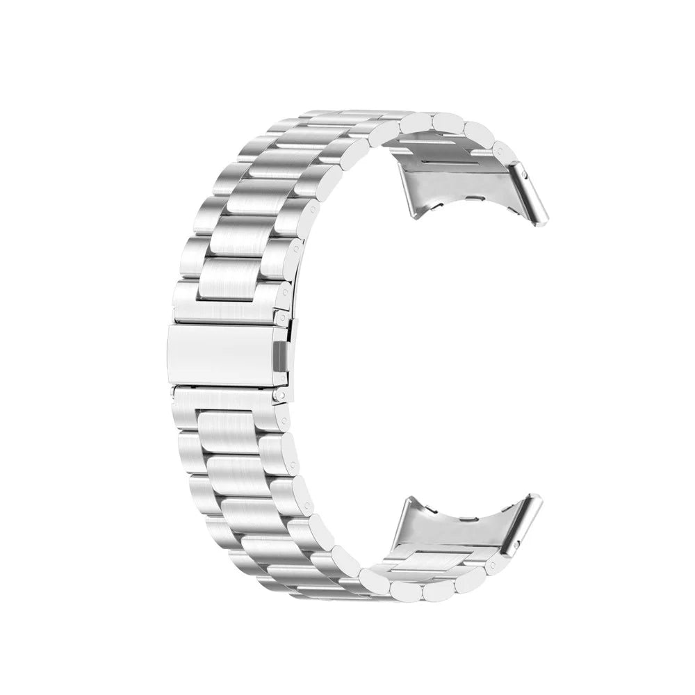 For Google Pixel Watch 4 41mm / Watch 3 41mm / Watch 2 / Watch Stainless Steel Wristband Metal Buckle Clasp 3 Beads Watch Strap Bracelet -  Silver - 2