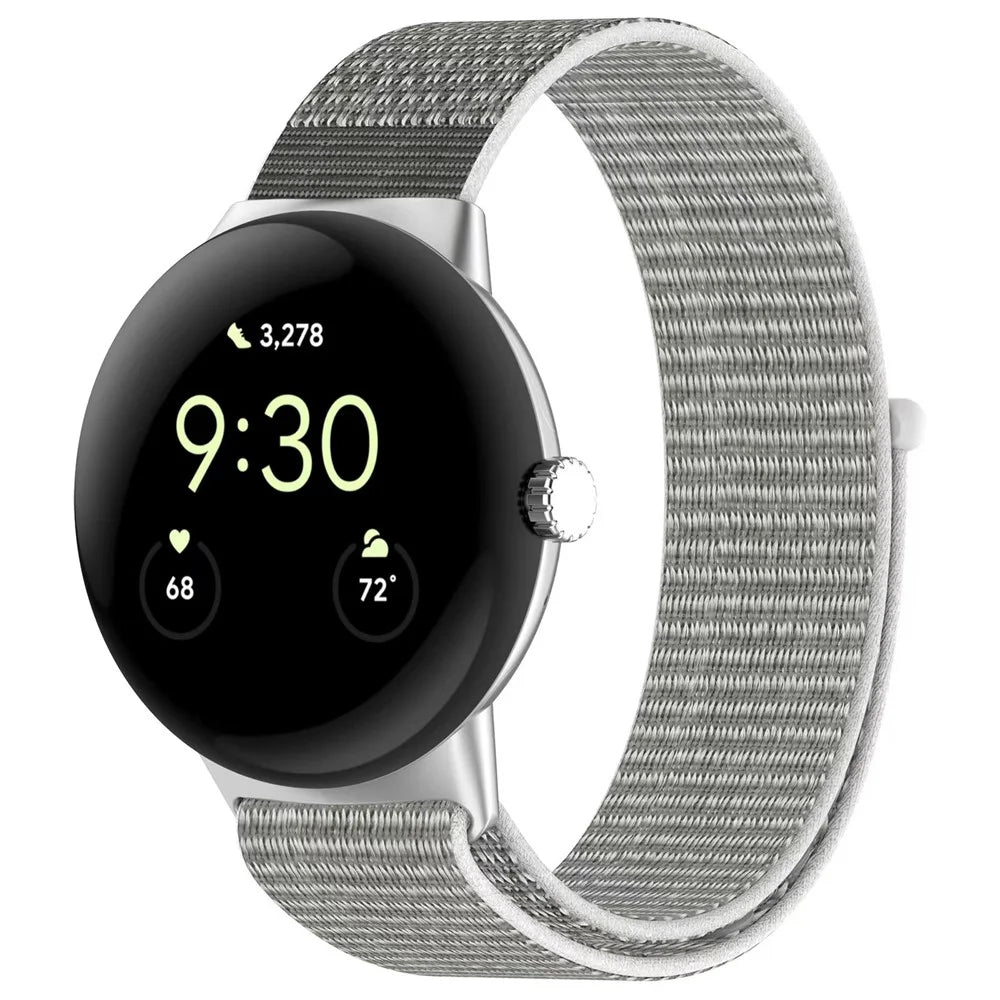 For Google Pixel Watch 3 41mm / Watch 2 / Pixel Watch Nylon Loop Fasten Watch Band Breathable Sport Wrist Band Replacement - Army Green - 4