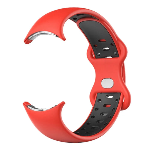 For Google Pixel Watch 4 41mm / Watch 3 41mm / Watch 2 / Watch Dual Color Replacement Wrist Strap Silicone Adjustable Watch Band, S Size - Red / Black - 1