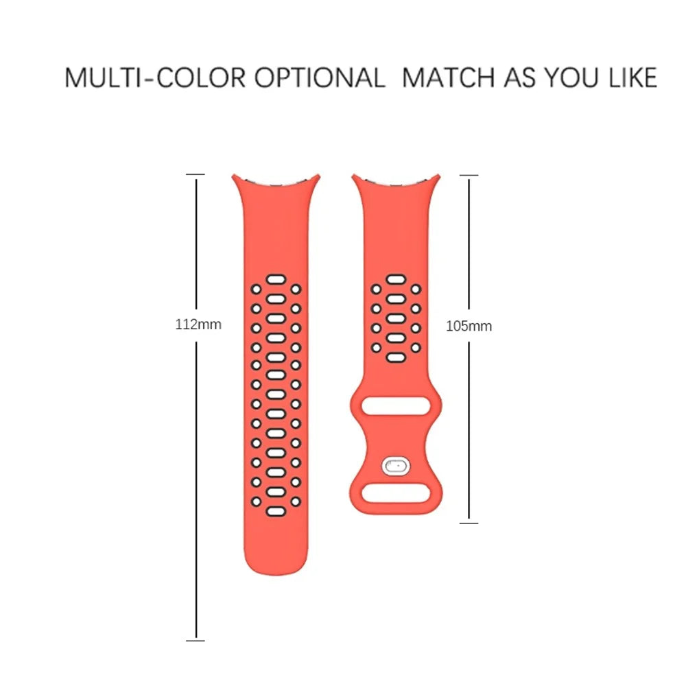 For Google Pixel Watch 4 41mm / Watch 3 41mm / Watch 2 / Watch Dual Color Replacement Wrist Strap Silicone Adjustable Watch Band, S Size - Red / Black - 4