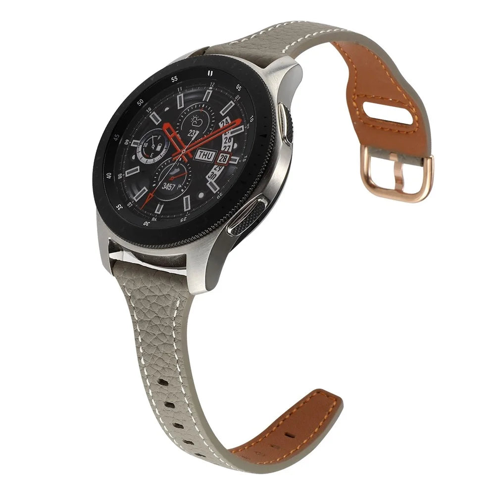 For Xiaomi Watch S1 Pro / Huami Amazfit GTR4 Pro 22mm T-shape Watchband Litchi Texture Genuine Leather Watch Strap - Grey - 3