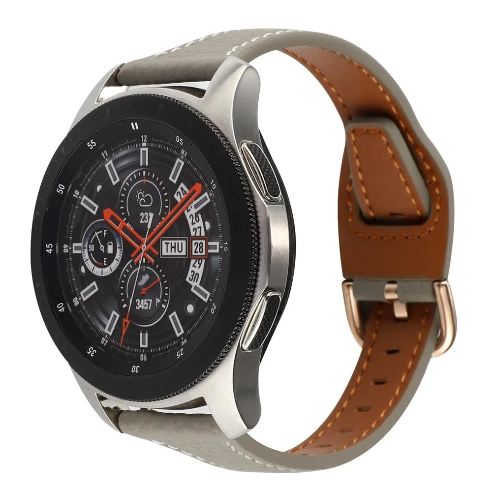 For Xiaomi Watch S1 Pro / Huami Amazfit GTR4 Pro 22mm T-shape Watchband Litchi Texture Genuine Leather Watch Strap - Grey - 4