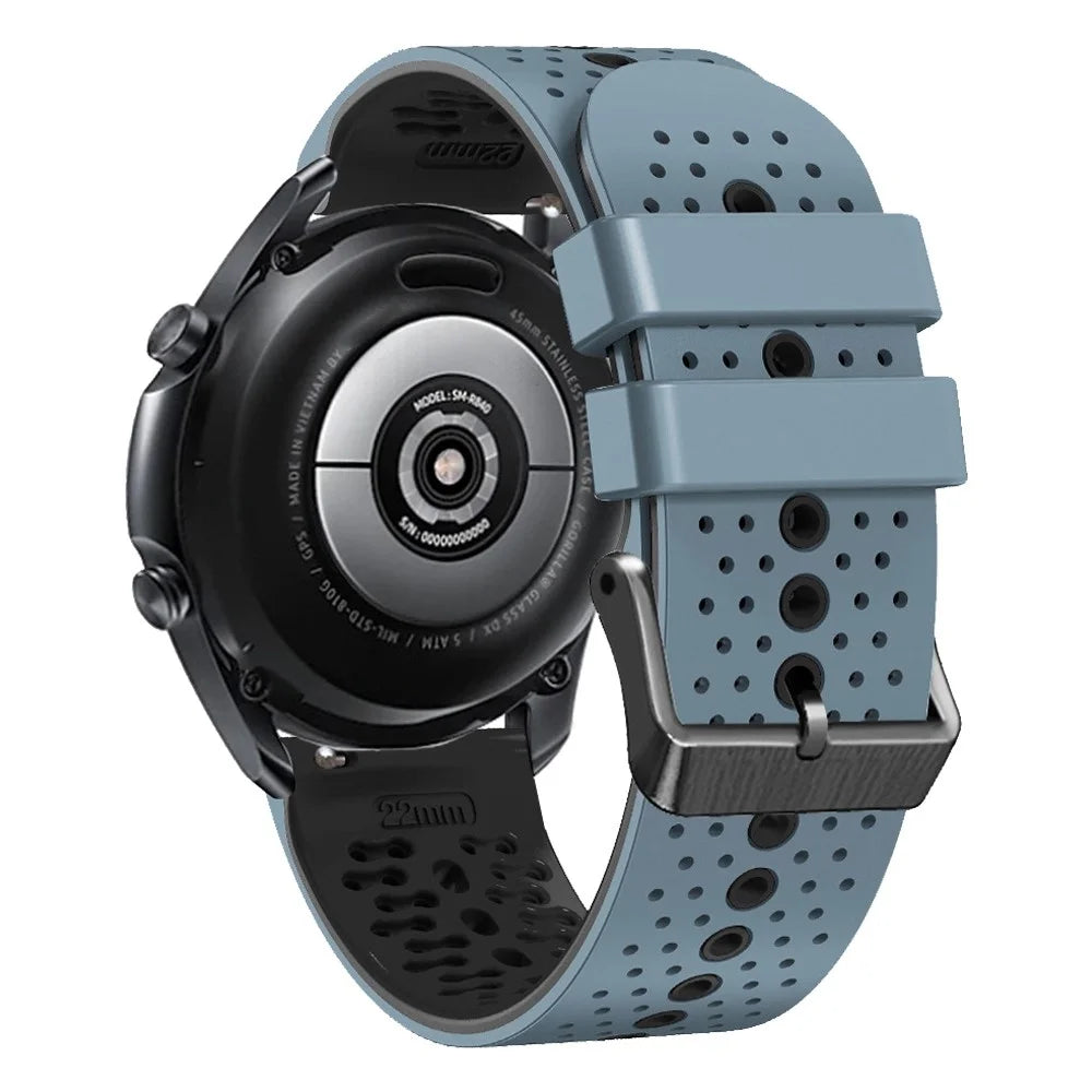For Xiaomi Watch S1 / S1 Pro / Huami Amazfit GTR 4 Pro Silicone Watch Band 22mm Dual-Color Replacement Wrist Strap - Sea Spray Blue / Black - 1