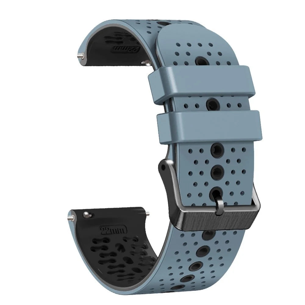 For Xiaomi Watch S1 / S1 Pro / Huami Amazfit GTR 4 Pro Silicone Watch Band 22mm Dual-Color Replacement Wrist Strap - Sea Spray Blue / Black - 2