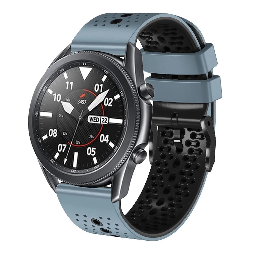 For Xiaomi Watch S1 / S1 Pro / Huami Amazfit GTR 4 Pro Silicone Watch Band 22mm Dual-Color Replacement Wrist Strap - Sea Spray Blue / Black - 4