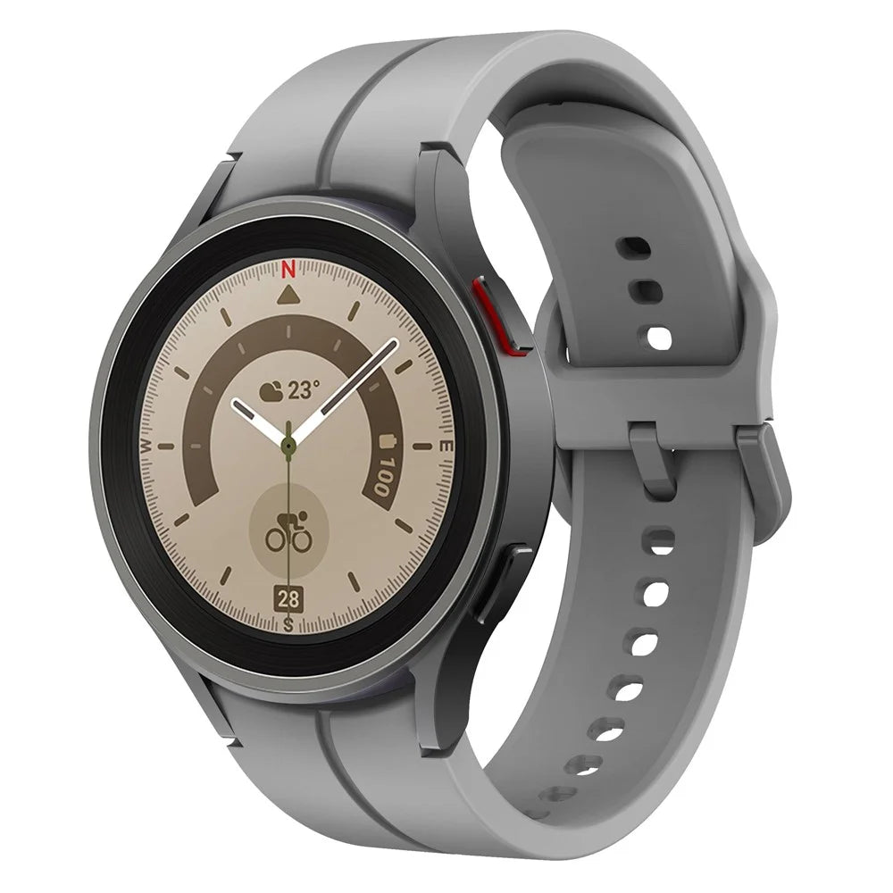 For Samsung Galaxy Watch6 40mm 44mm / Watch6 Classic 43mm 47mm / Watch 5 40mm 44mm / 5 Pro 45mm / Watch4 40mm 44mm Silicone Watch Band Replacement Wrist Strap with Buckle - Grey - 4