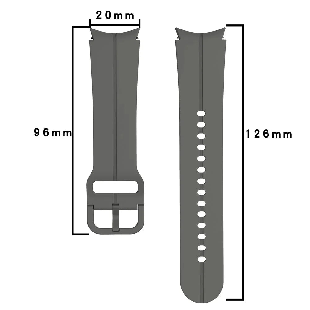 For Samsung Galaxy Watch6 40mm 44mm / Watch6 Classic 43mm 47mm / Watch 5 40mm 44mm / 5 Pro 45mm / Watch4 40mm 44mm Silicone Watch Band Replacement Wrist Strap with Buckle - Grey - 5